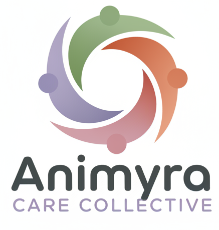 Create a unique logo, white background for Animyra Care Collective